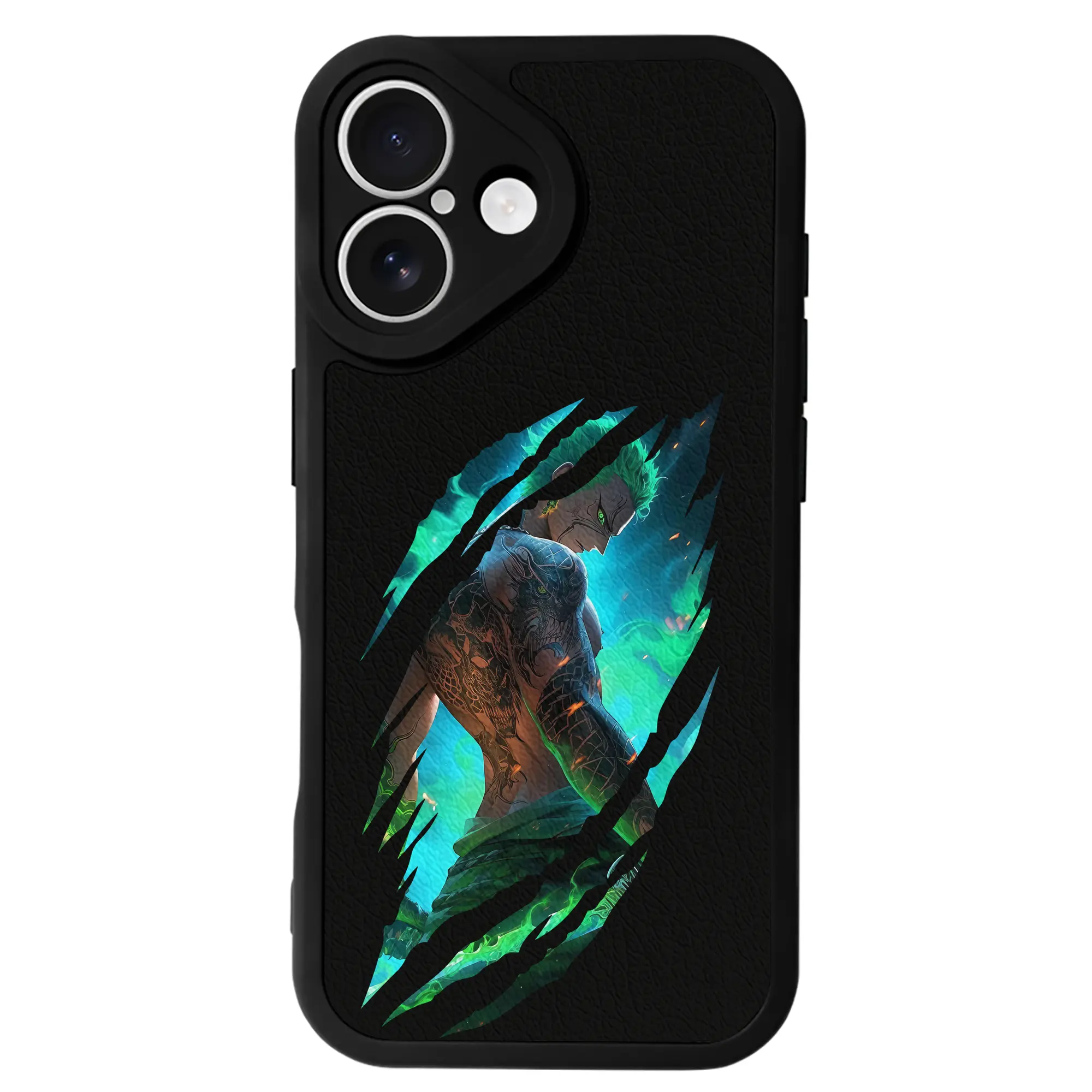 ワンピース グッズ ロロノア・ゾロ - IPhone 16シリーズ対応 ・ シリコンスマホケース ・ レザー調 ・ 高精度フィット ・ 耐衝撃 ・ ワイヤレス充電対応 ・ 精密カット